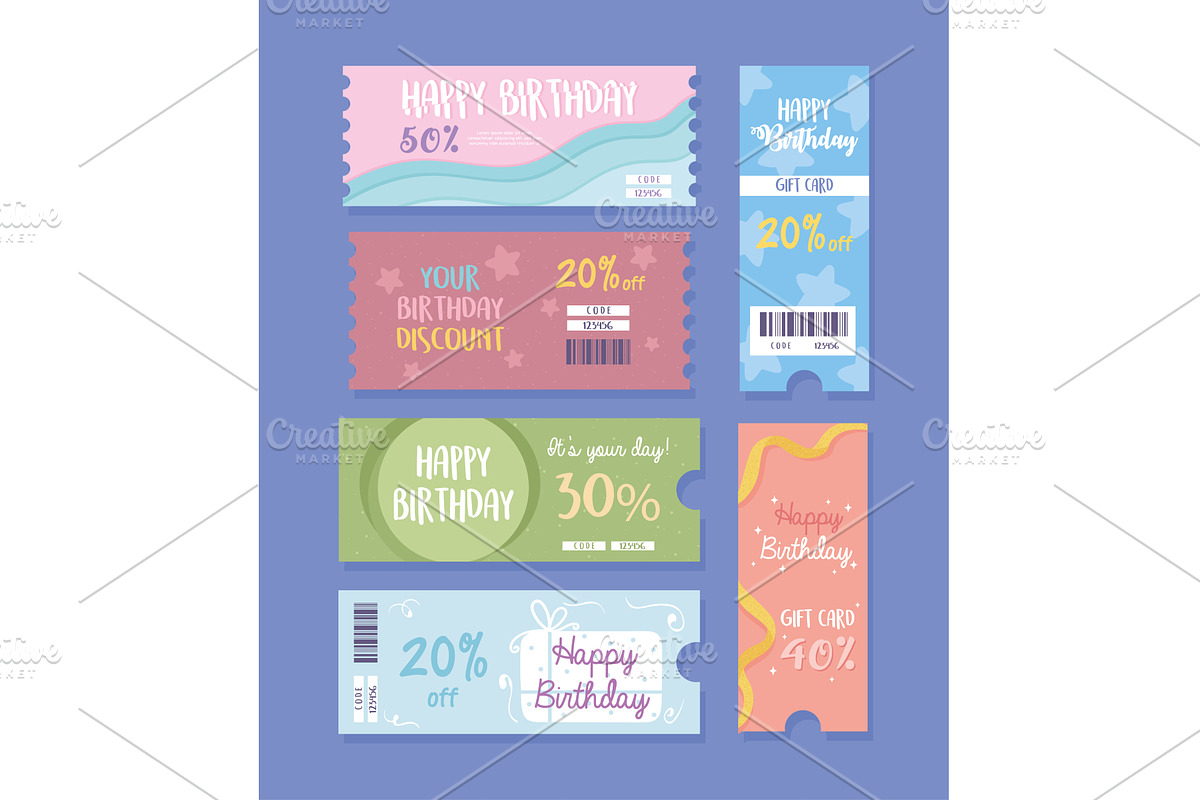 birthday gifts card icons, an Illustration by studiogstock