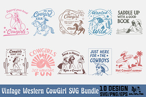 Vintage Western CowGirl SVG Bundle