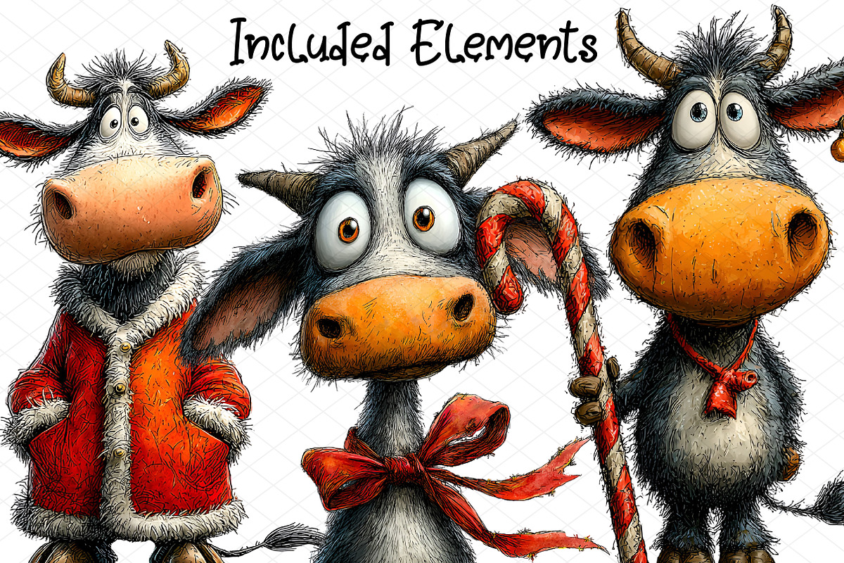 Christmas Cow Clipart, an Animal Illustration by cherrydesign (Photo 2 of 4)