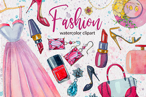 Fashion Watercolor Clipart, an Object Illustration by AnastasiaWatercolor