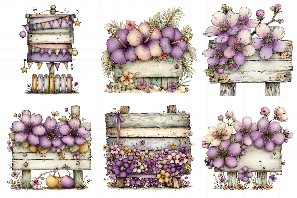 Whimsical Summer Wooden Sing Clipart, an Illustration by Daily.Designs (Photo 7 of 7)