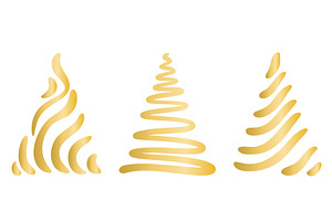 Golden creative Christmas trees set, an Object Illustration by Tati_Kli