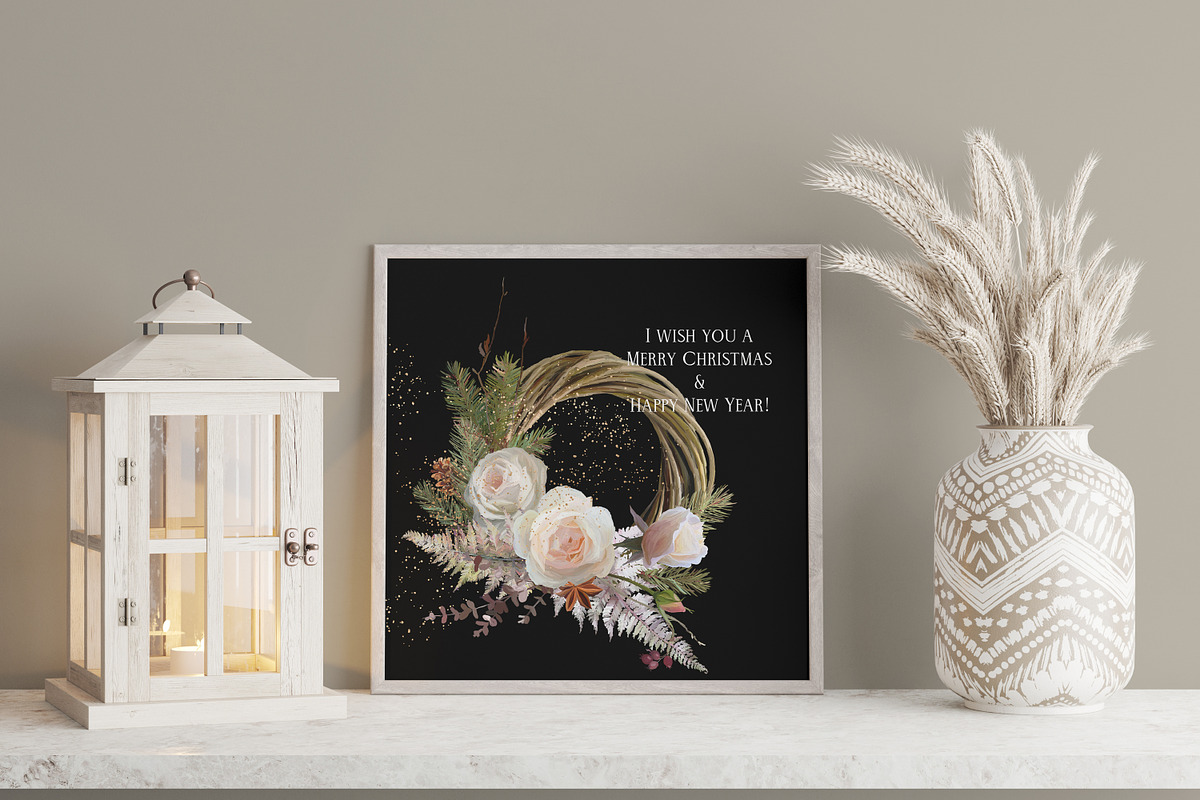 White Flora - Christmas clipart, a Decorative Illustration by Vasmila (Photo 10 of 15)