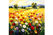 Field Of Wild Flowers, a Decorative Illustration by Sharon Schwalbe (Thumbnail 5 of 6)