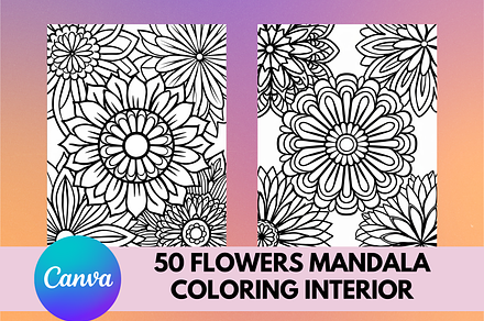 50 Flowers Mandala Coloring Book
