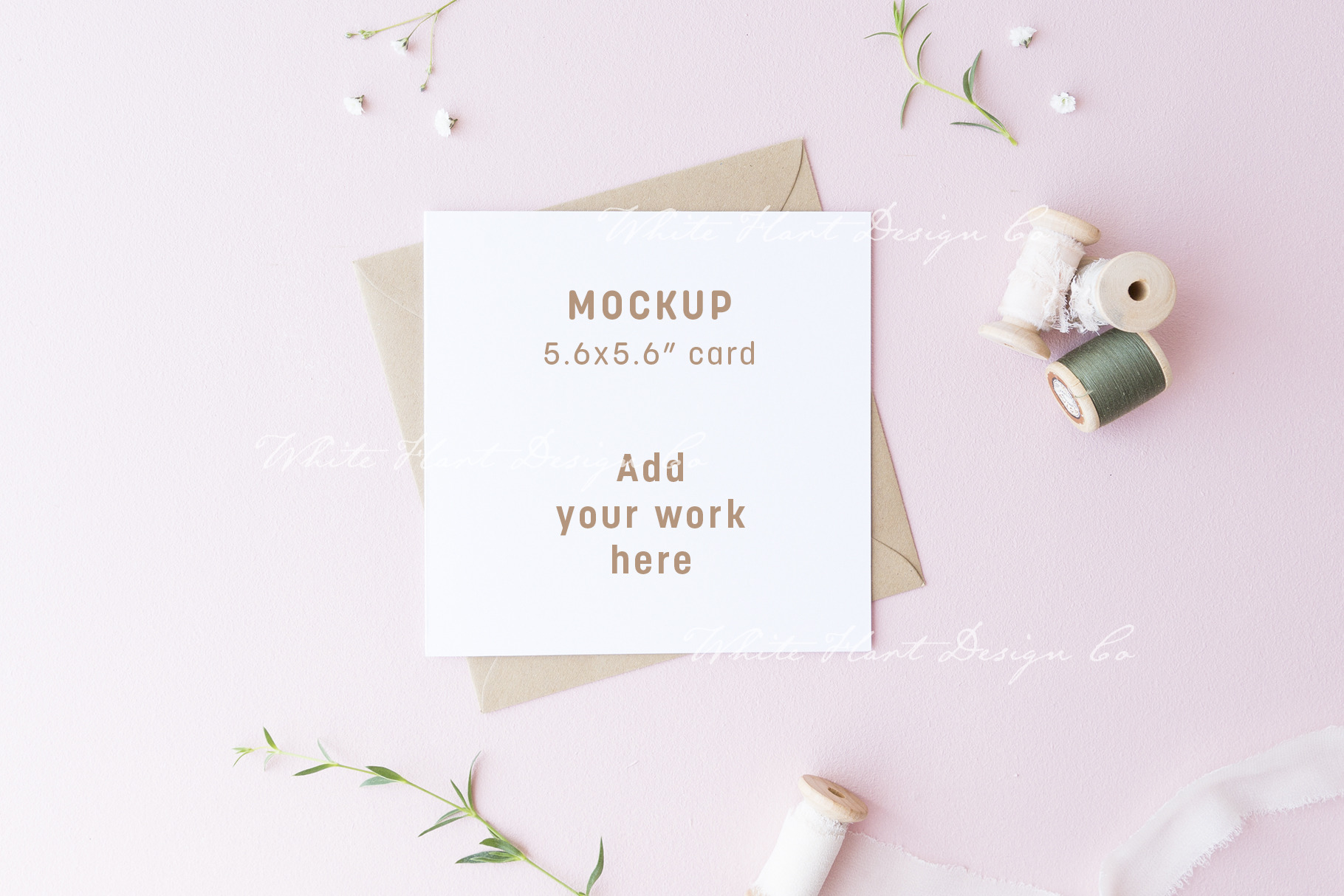 Square card mockup, a Print Template by White Hart Co.