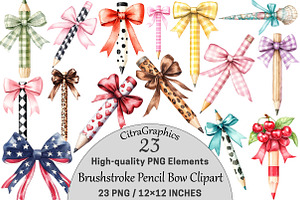 Brushstroke Pencil Bow Clipart PNG, a Seasonal Illustration by CitraGraphics