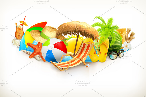 Summer Beach Vacation Vector Set