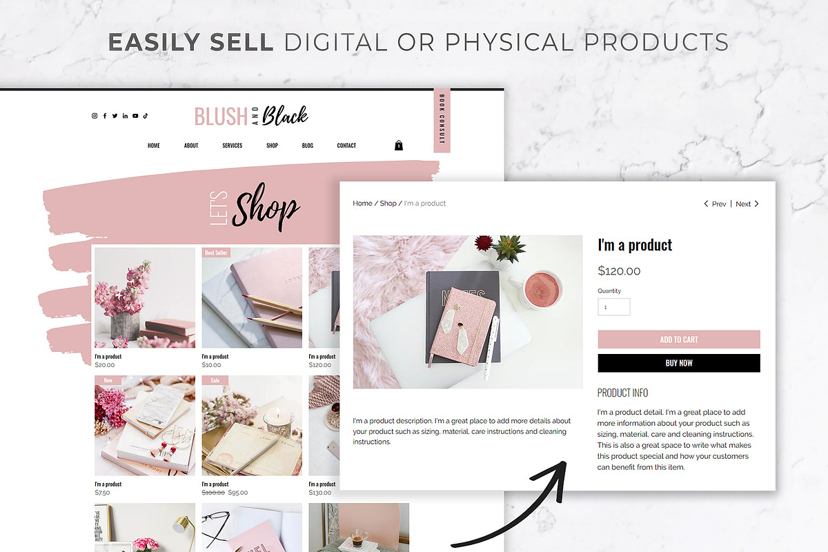 Wix Website Template | Blush & Black, a Wix Template by Thirty One Palms Studio (Photo 3 of 6)
