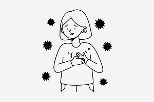 Woman with Heart Pain Doodle Illustr, a Person Illustration by Danil Polshin