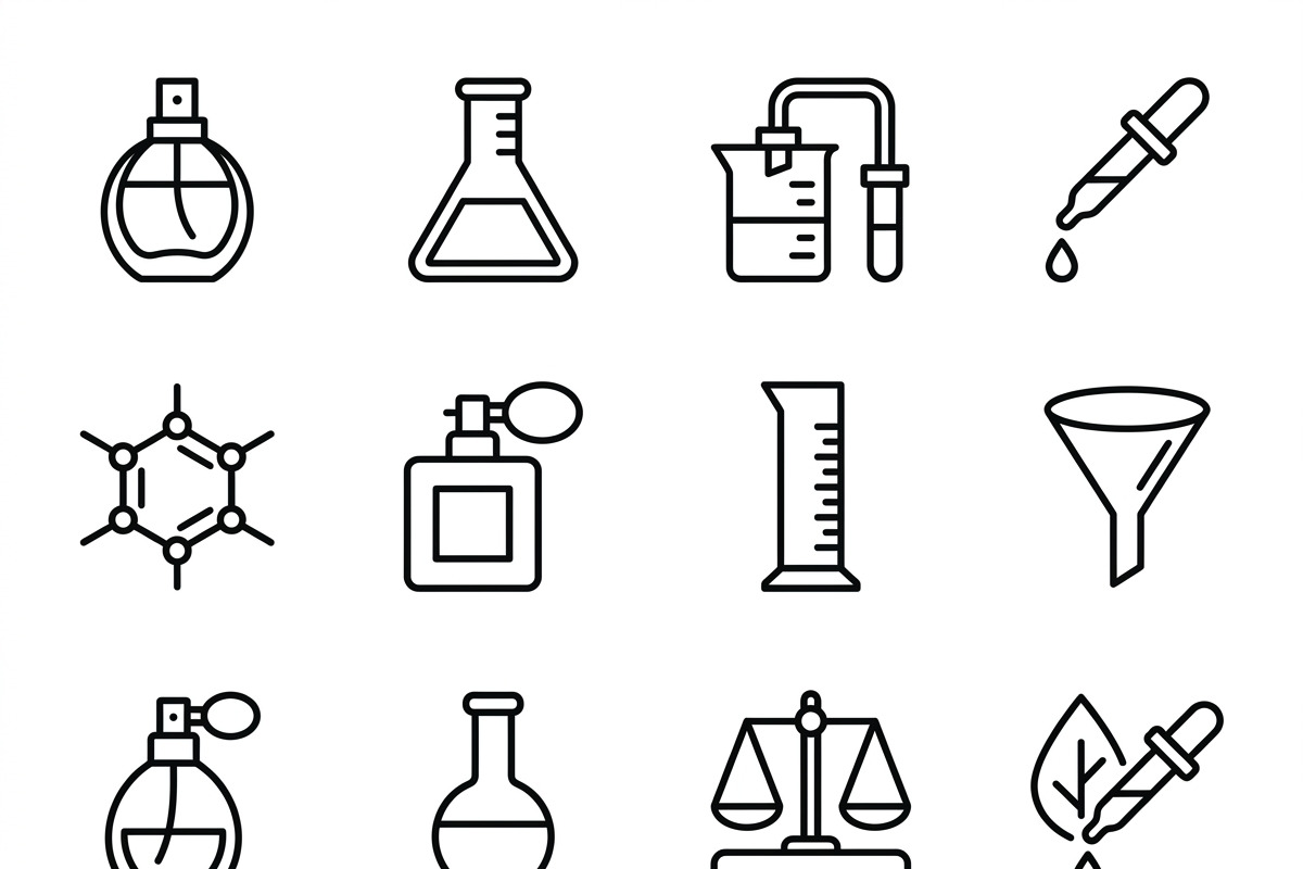 Bundles Perfume Laboratory Icons, an Outline Icon by adenpinkstore (Photo 2 of 12)