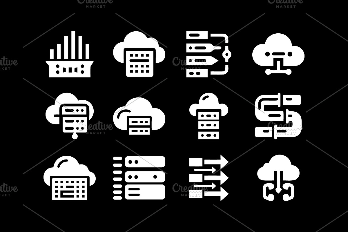 Tech Cloud Data Server Icons Bundle, a Solid Icon by Vectorium Studio (Photo 23 of 24)