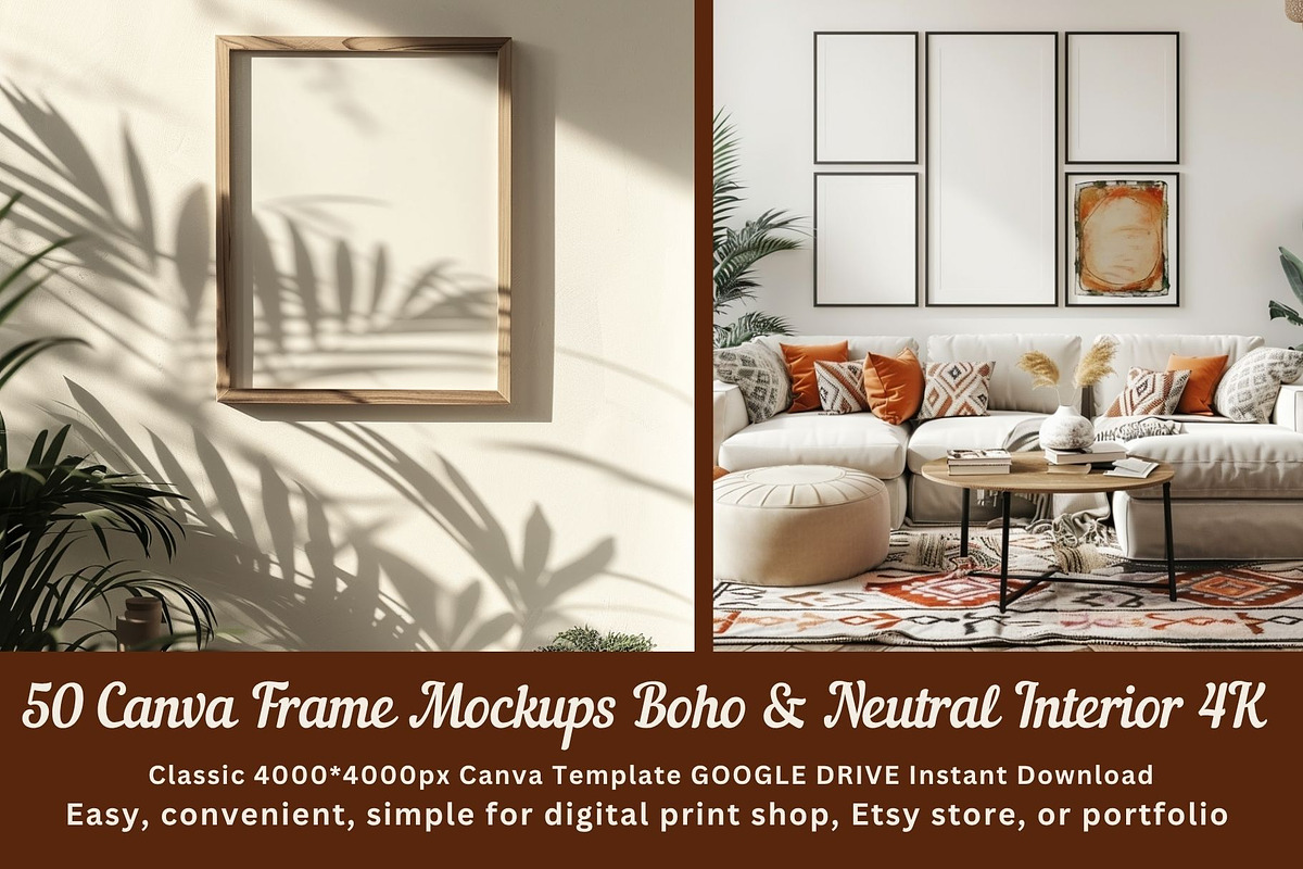 50 Frame Mockups | Boho Interior 4K, a Household Mockup by ARTOZEN DIGITAL (Photo 1 of 15)