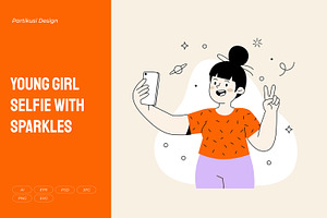 Young Girl Selfie with Sparkles, a Person Illustration by Partikusi Design
