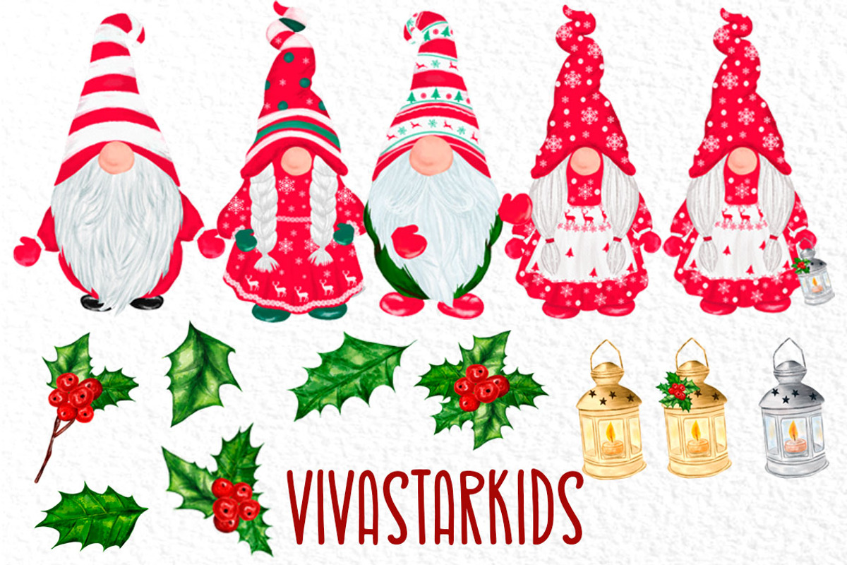 Christmas Gnomes clipart, an Illustration by vivastarkids (Photo 3 of 7)