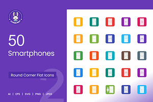 Smartphone Round Corner Flat Icons, an Icon by IconBunny