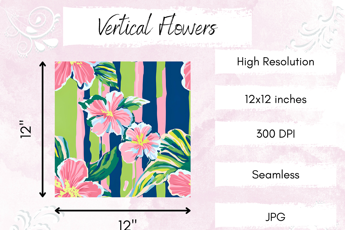 Vertical Flower Seamless, a Pattern Graphic by Paper & Pattern Studio (Photo 4 of 9)