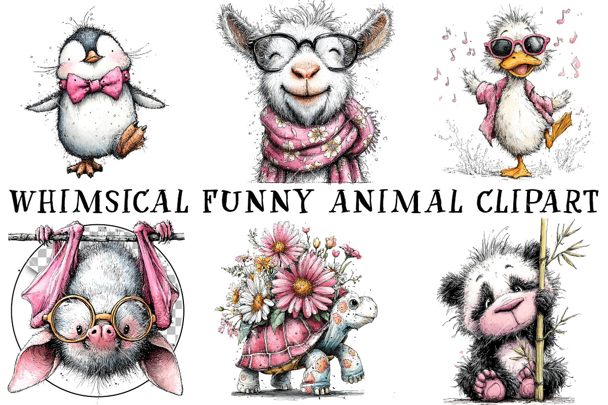 Whimsical Funny Animal Clipart, an Illustration by OK Design (Photo 2 of 6)