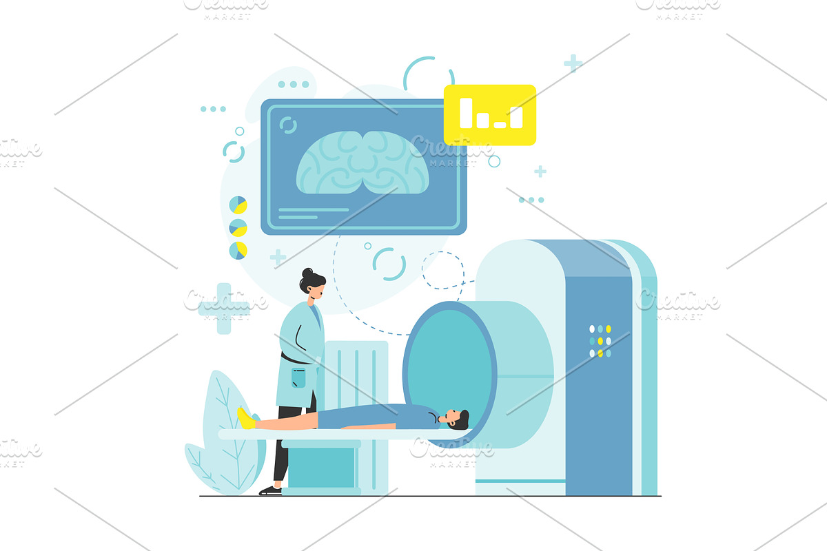 MRI exam, ct scan procedure, vector, a Healthcare Illustration by ...