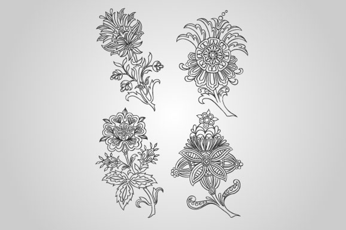 18 Paisley Floral Designs (Vector) preview 3