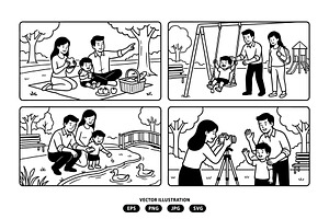 Family activities playing in park, a Person Illustration by Vectorlina