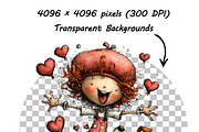 Whimsical Girl and Dog Love Clipart, an Illustration by one-touch (Thumbnail 13 of 18)