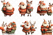 Santa And Reindeer Clipart, an Illustration by Black Bird Studio (Thumbnail 6 of 6)