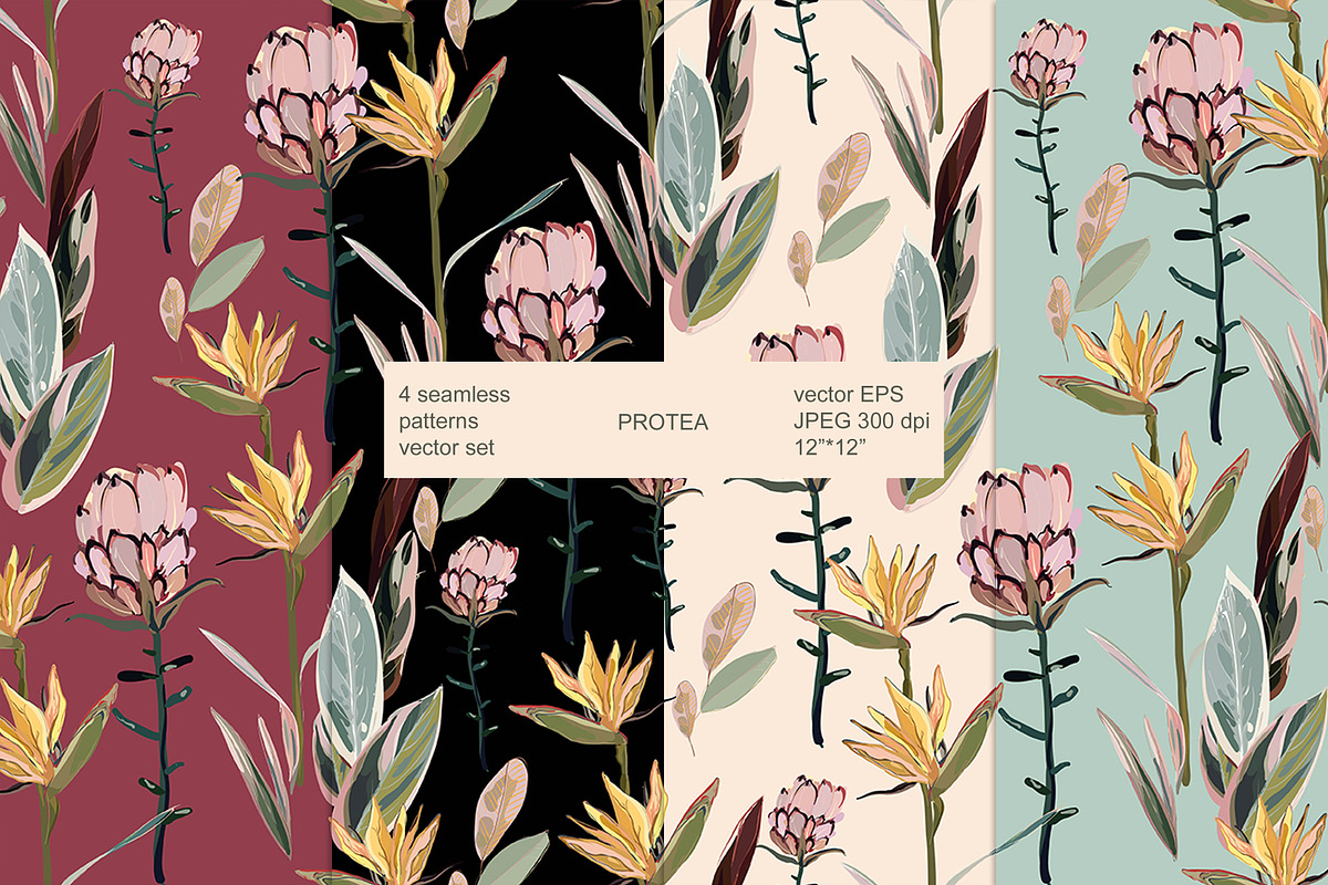 Tropical vector seamless set, a Pattern Graphic by PatternsBlooming (Photo 1 of 5)
