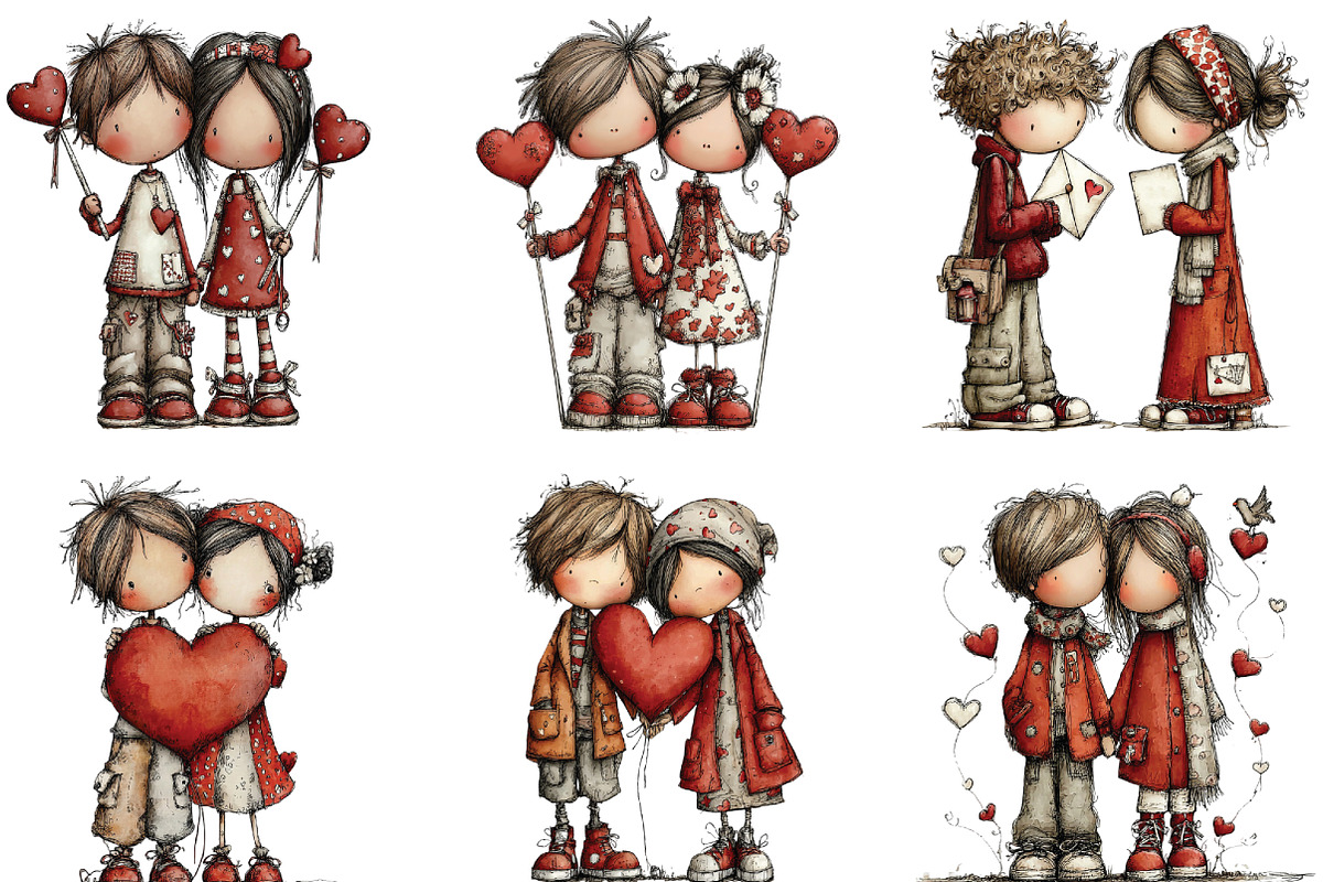 Romantic Valentine Couple Clipart, an Illustration by CraftArtStudio (Photo 5 of 6)