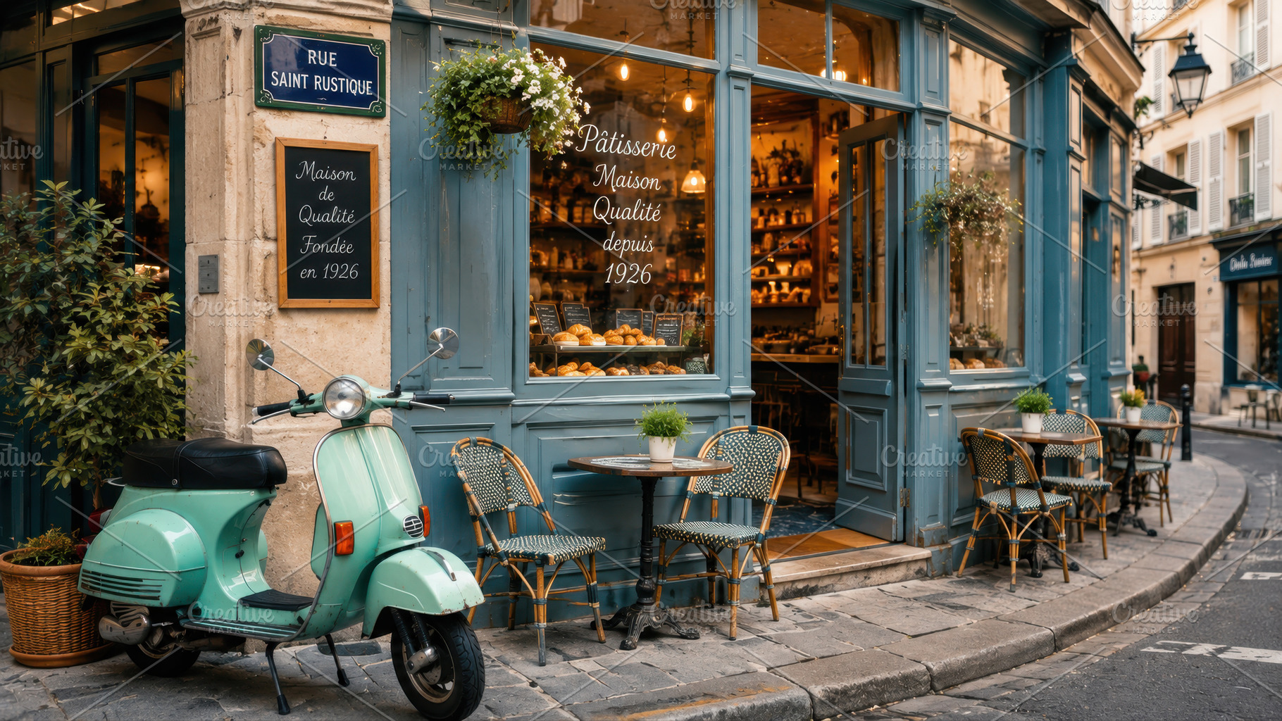 Cafe on rue saint ristique in paris, a Photo by Beautiful things
