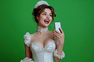 Young woman wearing white corset top, a Photo by Pavel_design