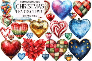 Christmas Hearts Clipart Bundle, an Illustration by Daily.Designs