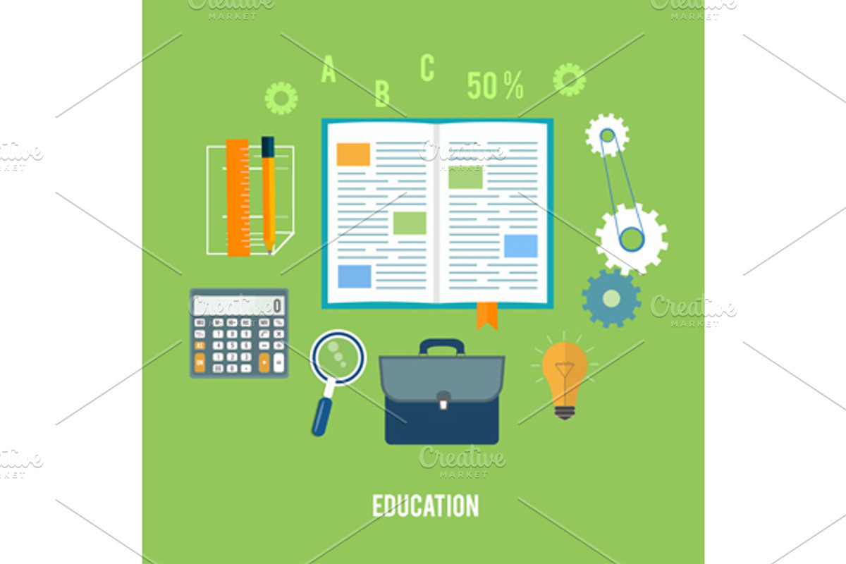 Set books and school elements