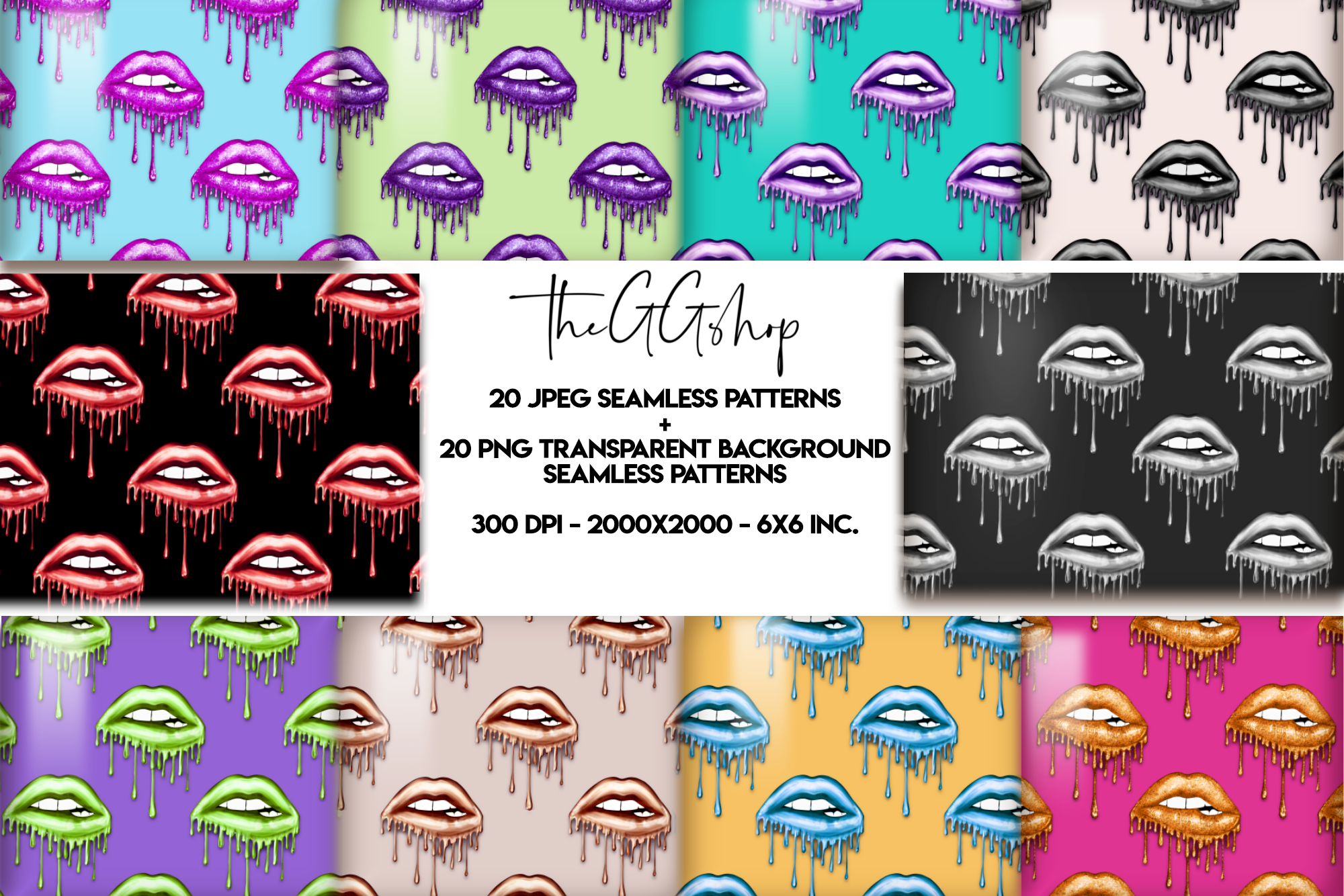 Dripping lips seamless patterns, a Pattern Graphic by The GG Shop