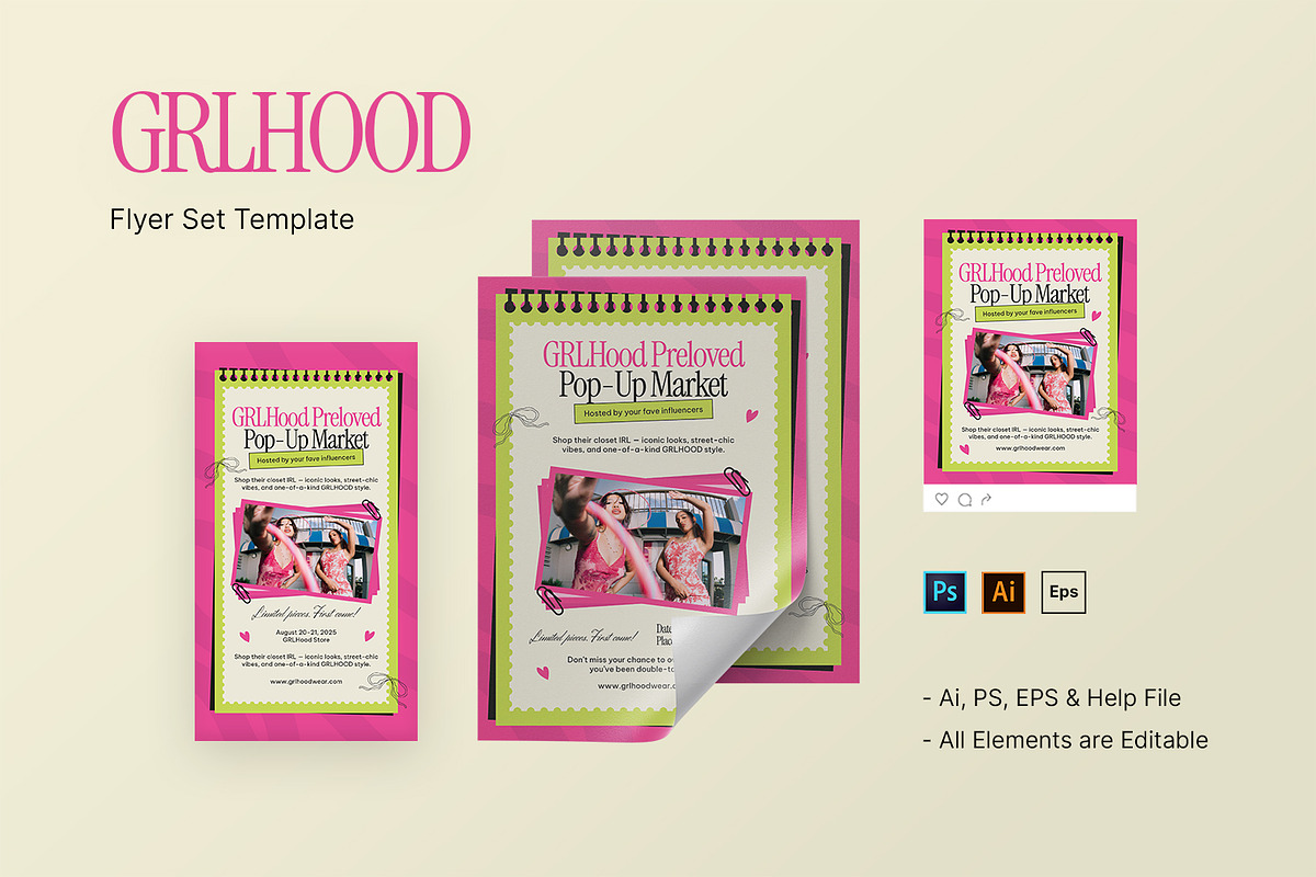 GRLHood - Flyer Set, a Flyer Template by StreaksideStd (Photo 1 of 3)