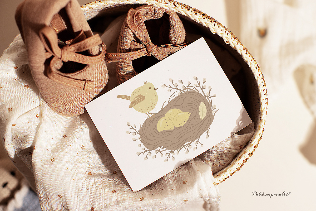 Little Birds clipart & pattern kids, a Decorative Illustration by polikarpovaart (Photo 4 of 9)