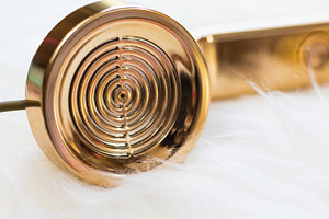 Rose gold telephone fur rug containing styled stock photo, styled stock