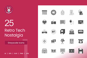 25 Retro Tech Nostalgia Icons, a Solid Icon by IconBunny