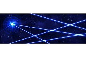 Blue laser beams on night sky, a Technology Illustration by art PVP - market