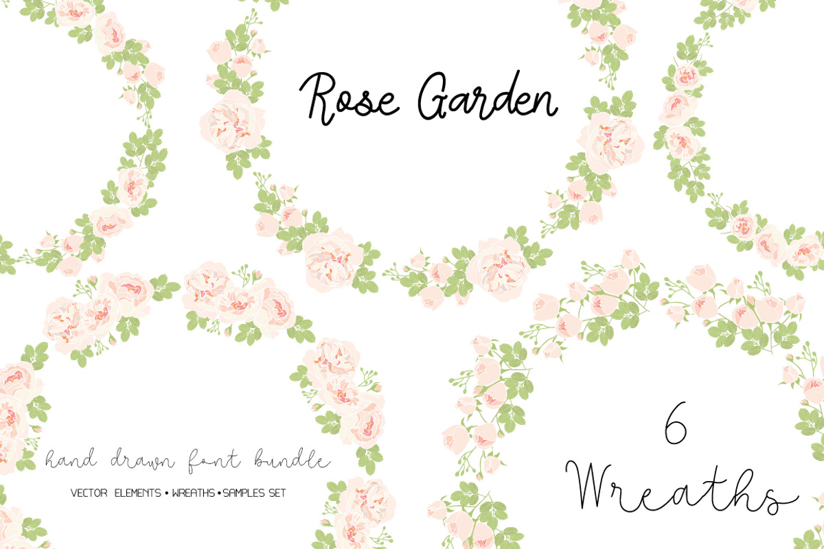 FONT SET&Rose Garden vector element, an Illustration by MooBeer (Photo 4 of 6)