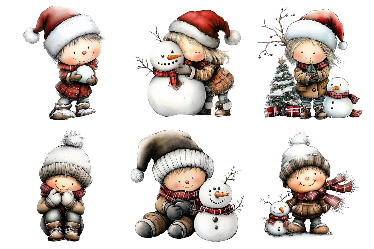 Whimsical Winter Kids Clipart Bundle, an Illustration by Daily.Designs (Photo 4 of 5)