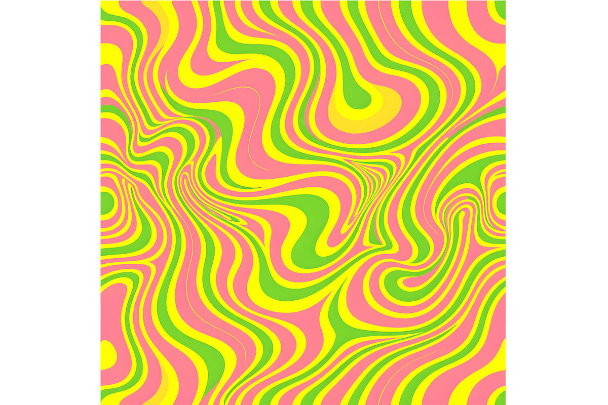 Vintage Pink Lime and Yellow Swirl S, a Pattern Graphic by Sharon Schwalbe