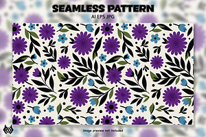 Purple Flowers - Pattern Background, a Pattern Graphic by NOX Labs