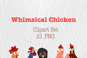 Whimsical Chicken Clipart Set