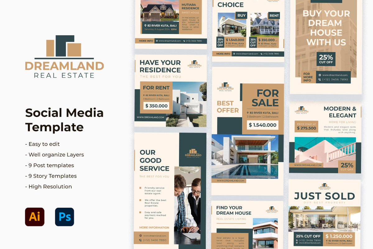 Dreamland Real Estate, a Social Media Template by kerismaker (Photo 1 of 3)