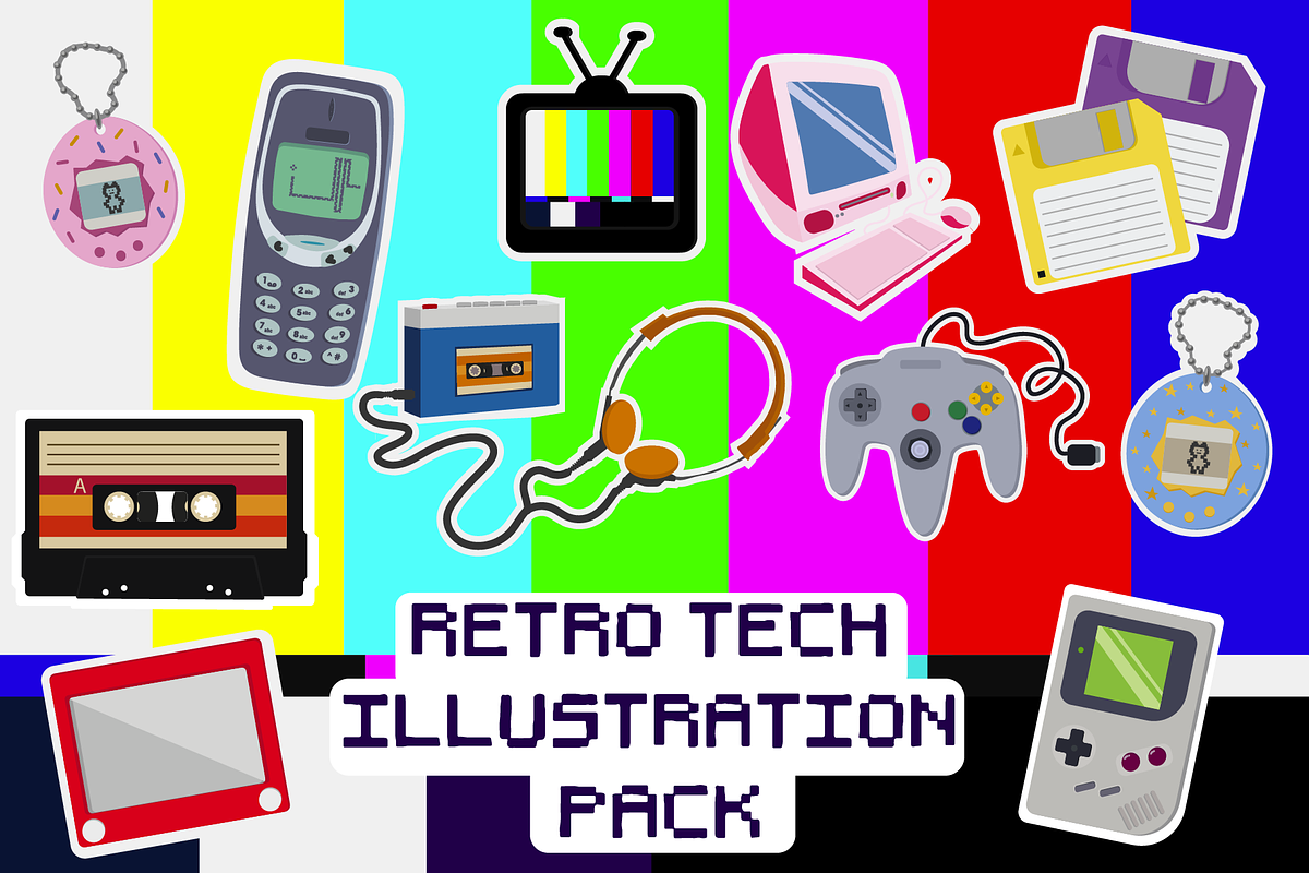 Retro Tech Illustration Pack, a Technology Illustration by saragoodies (Photo 1 of 7)