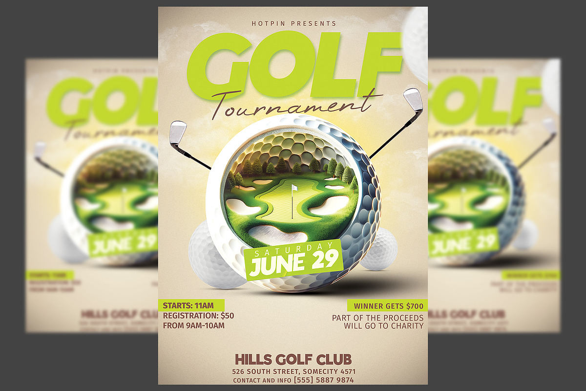Golf Tournament Flyer Template, a Flyer Template by Hotpin (Photo 1 of 2)