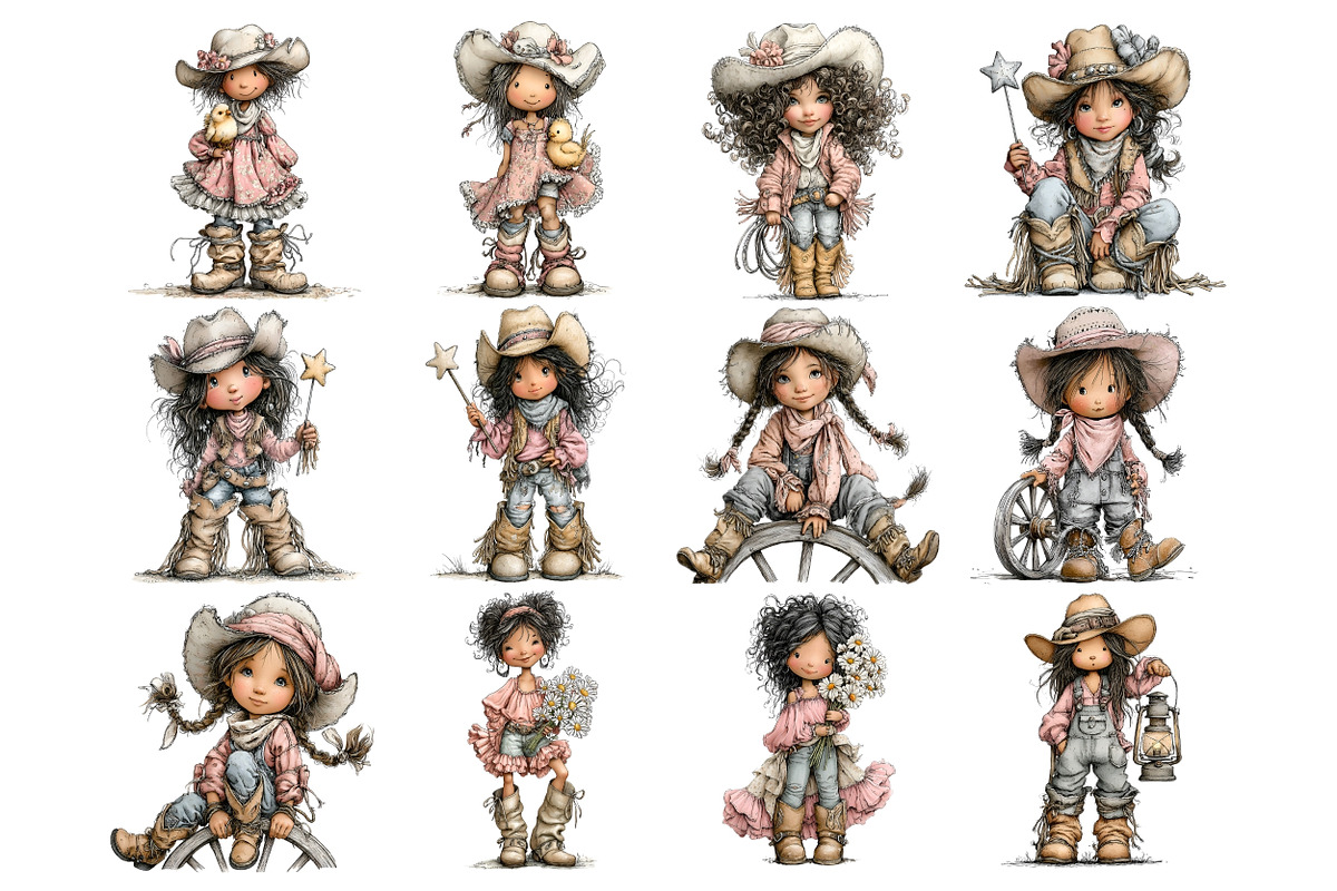 Cowgirl PNG Clipart Bundle, a Person Illustration by Nicolle's Colorful Art (Photo 5 of 6)