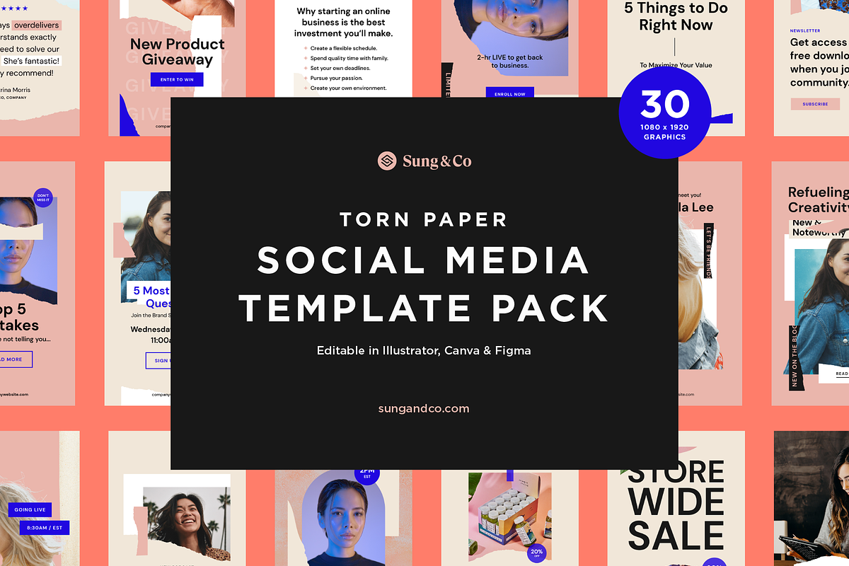 Torn Paper Social Media Templates, a Templates & Theme by sungandco (Photo 1 of 5)