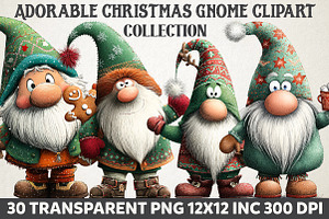 Adorable Christmas Gnome Clipart, an Illustration by RobertsArt